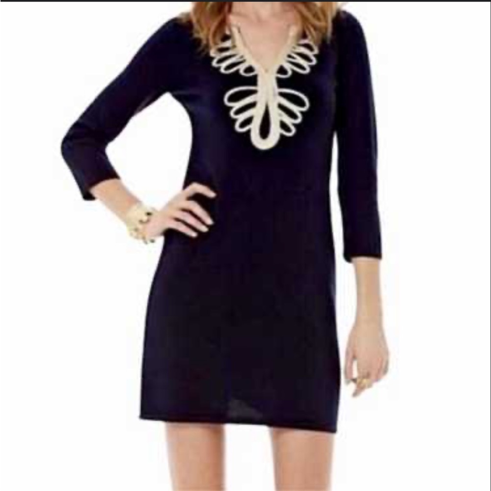 Lilly Pulitzer Devlin Black Merino Wool Sweater Dress